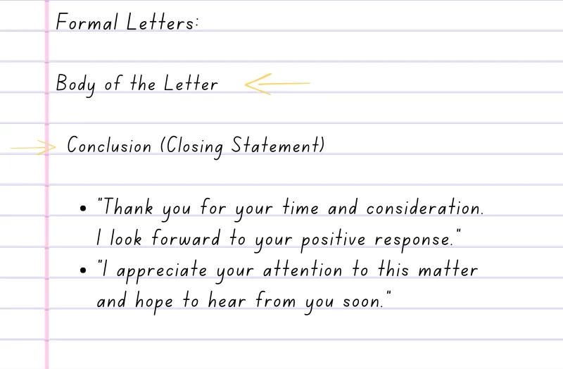 Sample closing statements for formal letters.