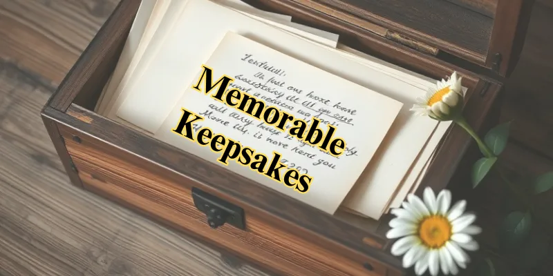 A wooden box filled with old letters, symbolizing memorable keepsakes.