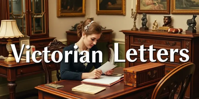 Victorian woman writing a letter with a feather pen.