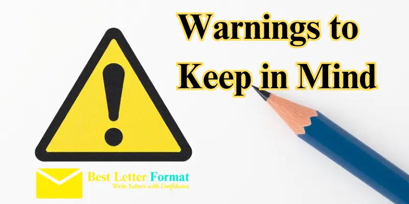 Warnings for writing a friendship letter.