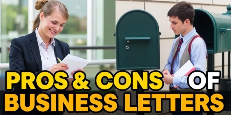 Split image showing the pros and cons of business letters – writing vs. waiting for delivery.