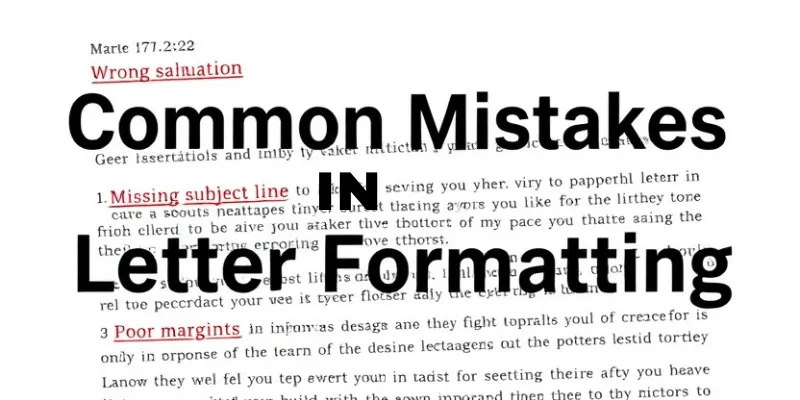 Letter with visible mistakes in salutation, subject line, and margins.