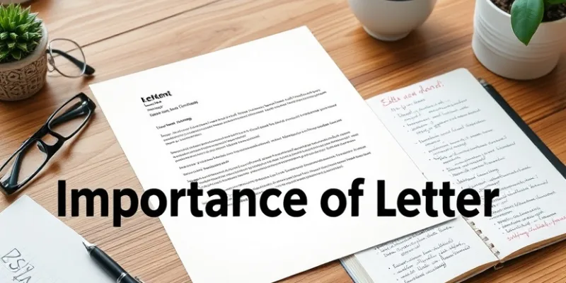 A neatly formatted letter with labeled sections on a desk, highlighted with the text 'Importance of Letter'.