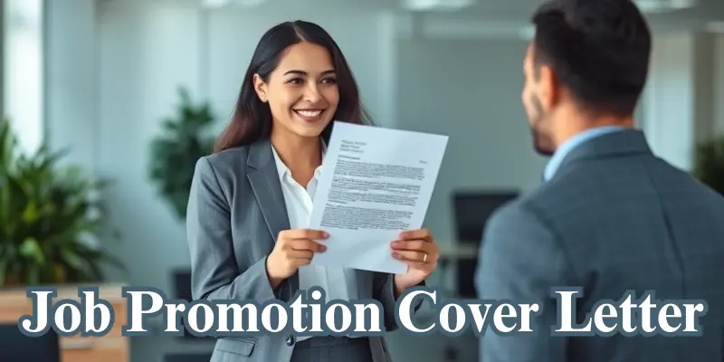 job promotion cover letter Employee submitting a cover letter to their manager, representing a job promotion application within the company.