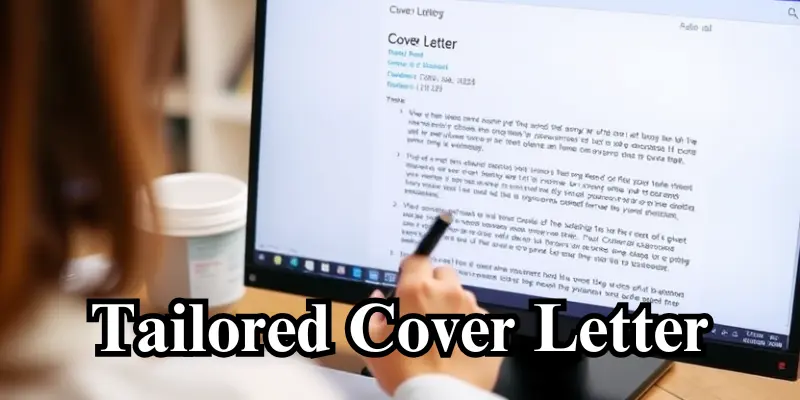 tailored cover letter job Person tailoring their cover letter by referencing a job posting, showing a targeted and specific approach.