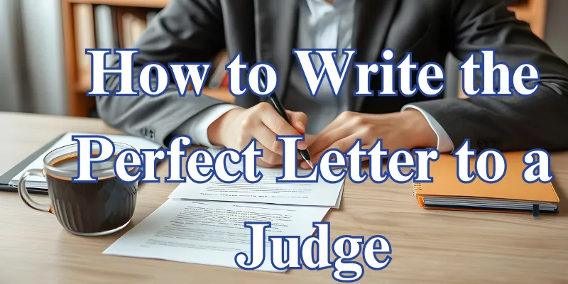 writing introduction letter to judge Person writing a formal letter at a desk with papers, an envelope, and a coffee cup.